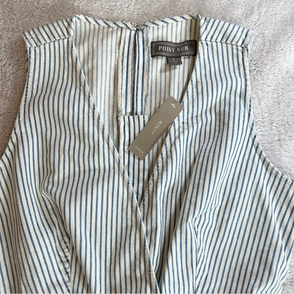 J. Crew Point Sur Women's Striped Jumpsuit Size 4 NWT Denim Wide Leg Tailored - Picture 3 of 15